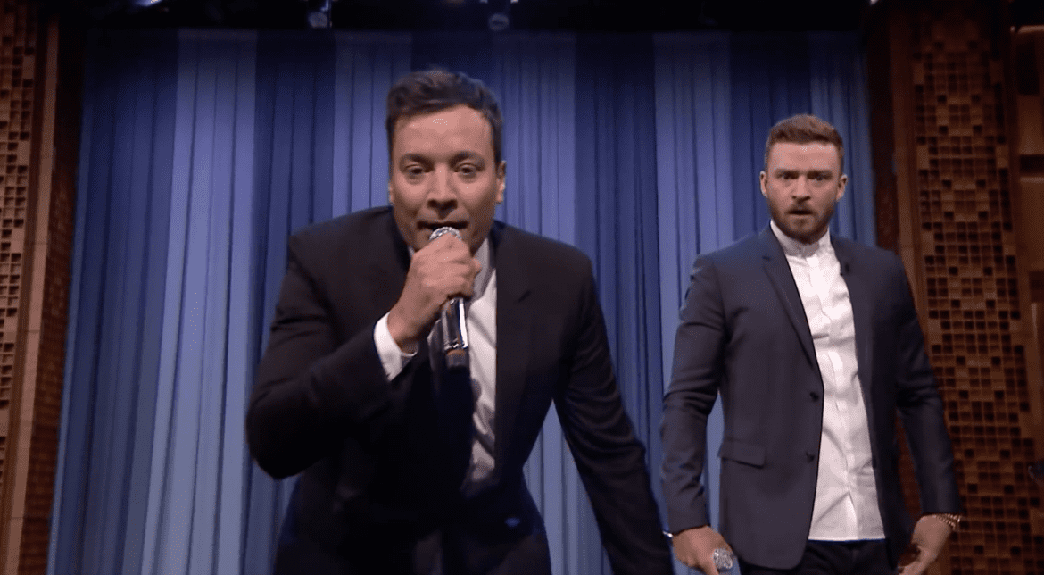 Jimmy Fallon and Justin Timberlake delve into The History of Rap Part 6 during The Tonight Show (Credit: YouTube)