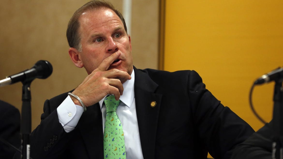 University of Missouri President Tim Wolfe, shown in this file photo, resigned this morning after months of tension and protests from campus groups who have been protesting the way Wolfe has dealt with issues of racial harassment during the school year. (Photo: Jeff Roberson | AP)