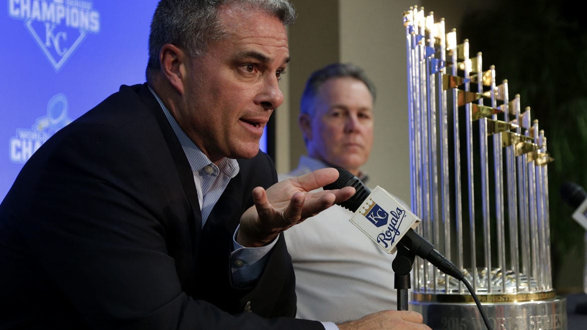 Kansas City Royals general manager Dayton Moore and manager Ned Yost