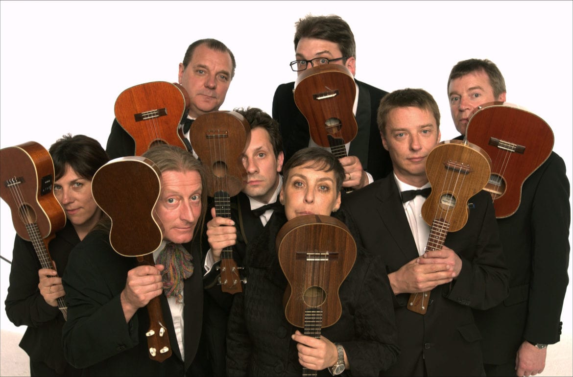 Members of a ukulele band.