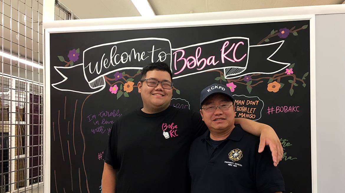 Mike (left) Her and his son Alex at Boba KC