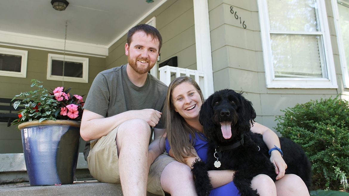 Ben Evans, his fiancee and their dog