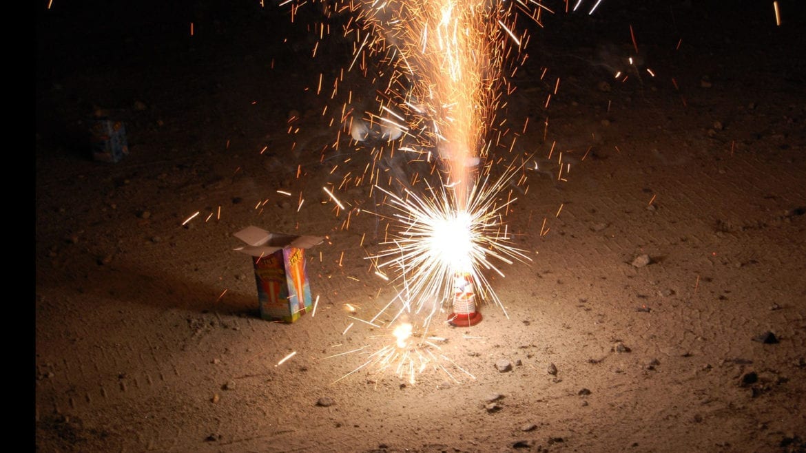 firework giving off sparks