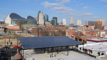 Solar panels in downtown Kansas City.