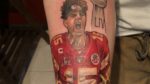 A tattoo of Chiefs QB Patrick Mahomes.