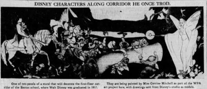 A KC Star clipping featuring rendering of one of the missing murals.