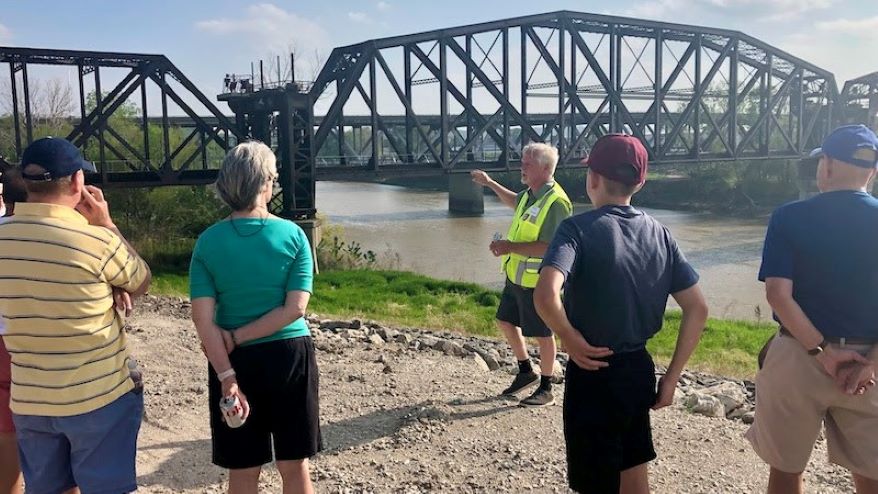 Michael Zeller explains his plans for the Rock Island Bridge during an event hosted by the Greater Kansas City Community Foundation this week.