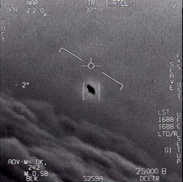 An image of a suspected unidentified flying object provided by the U.S. Department of Defense.
