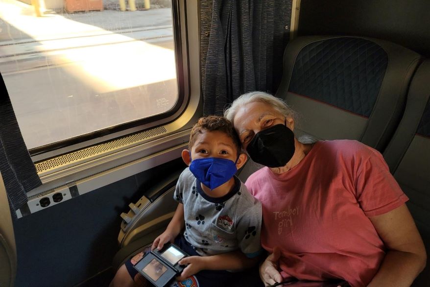 Colleen Simon and her son Dominic in an Amtrak train that later crashed.