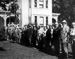 Members of Harry Truman’s Battery D waited outside the former president’s home in Independence to greet their former captain.