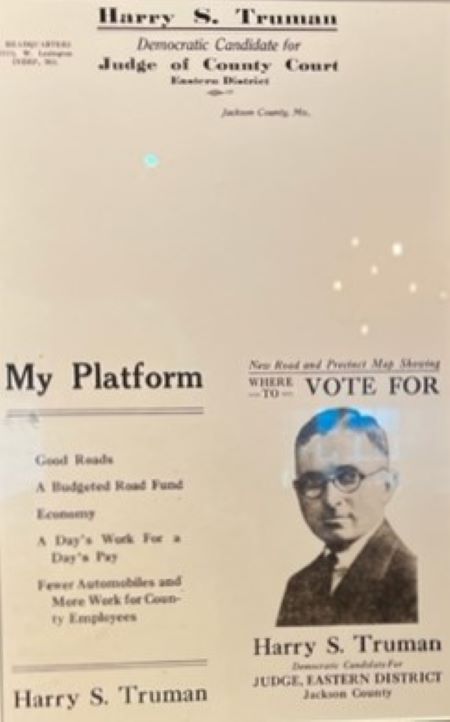 A Harry Truman campaign flyer on display inside the Third Street Social restaurant.