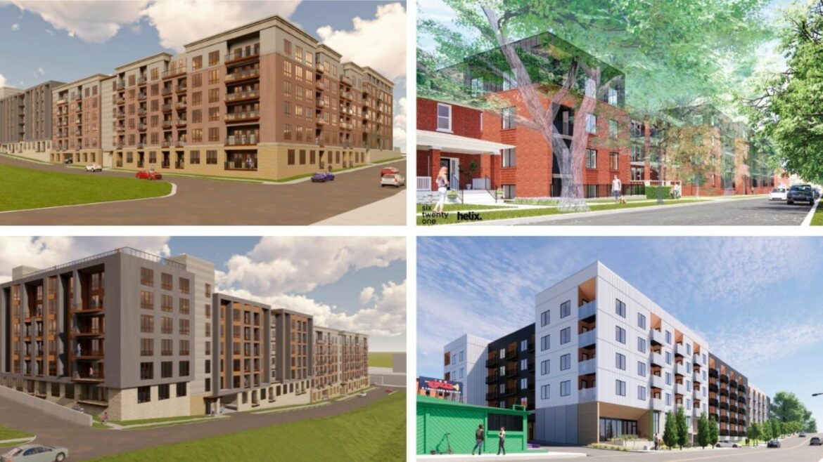 Artists' renderings for two upcoming RideKC Development Corp. projects