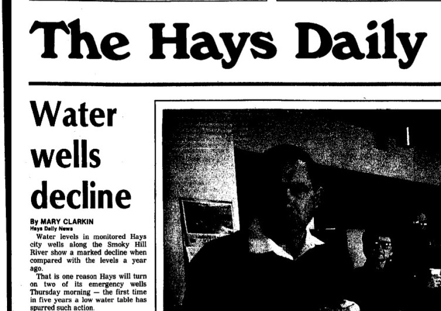 This edition of the Hays Daily News from late 1991 captures the early stages of the water crisis that hit town as its wells ran low.