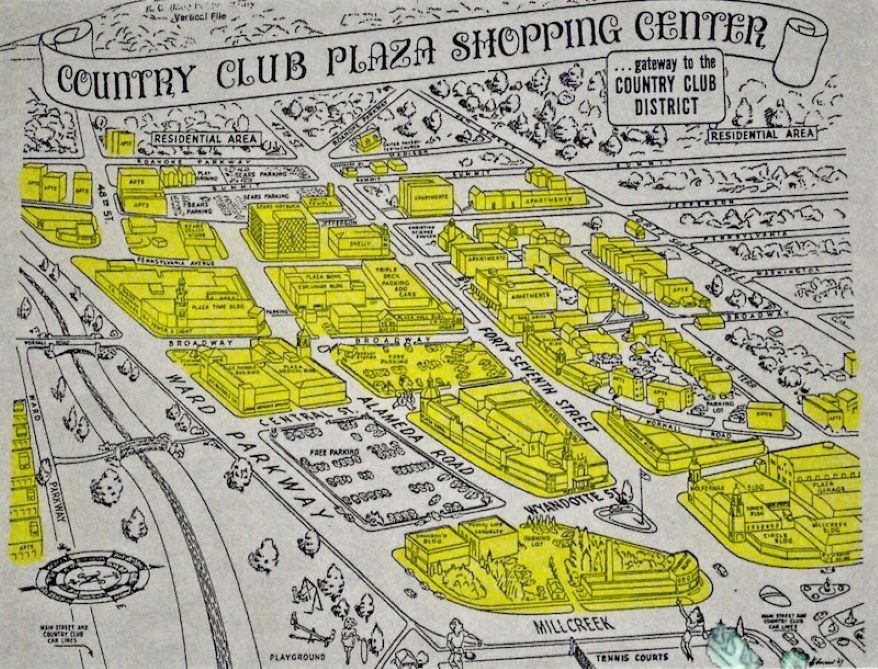 A 1940 map of the Country Club Plaza.