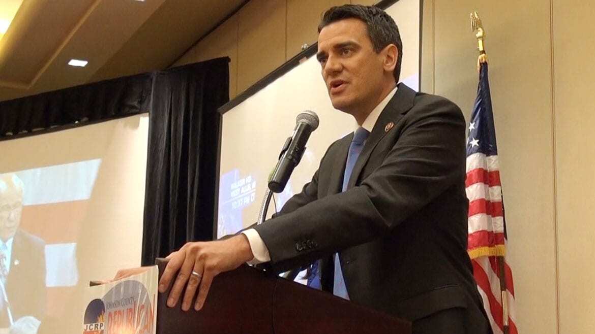 Image of Yoder giving victory speech.