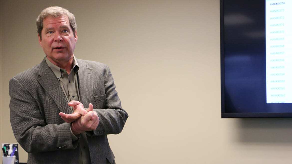 Dr. William Atkinson, associate director for immunization education at the Immunization Action Coalition in St. Paul, Minn., addressed a meeting of the Mid America Immunization Coalition on Thursday in Kansas City, Mo. (Photo by Mike Sherry/Hale Center for Journalism)