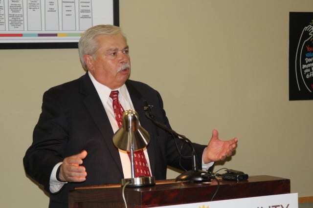 Johnson County Sheriff Frank Denning addresses the audience at Tuesday's kickoff of a national campaign aimed at reducing the number of mentally ill individuals who end up in local jails. (Photo: Courtesy of Johnson County)