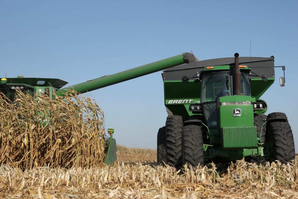 A corn harvester