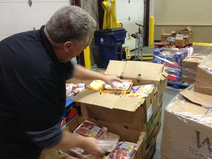 Packing at food bank