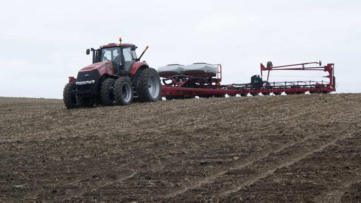 A tractor in a field