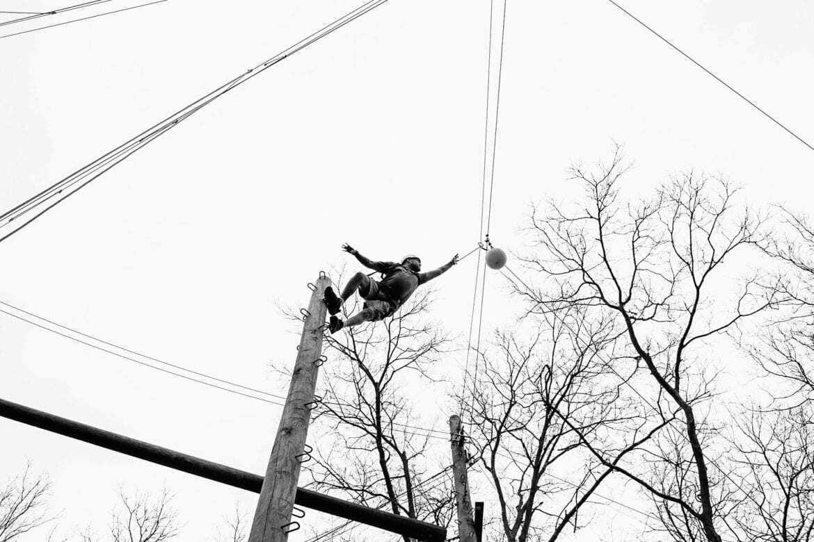 A man leaping