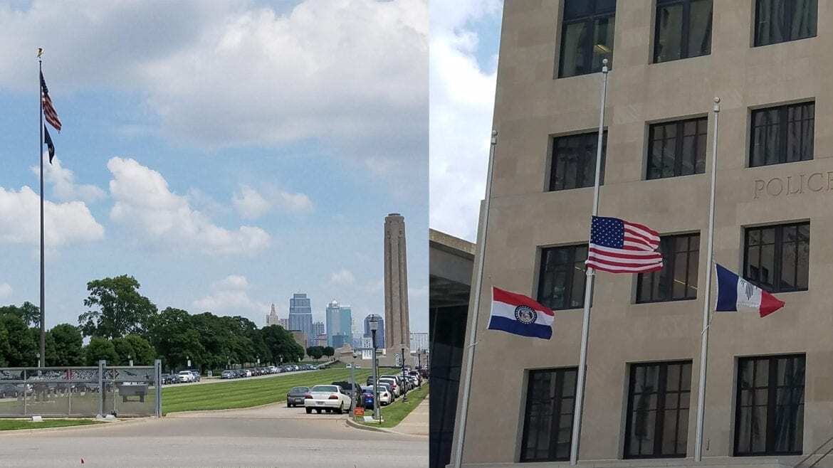 Flags in various positions