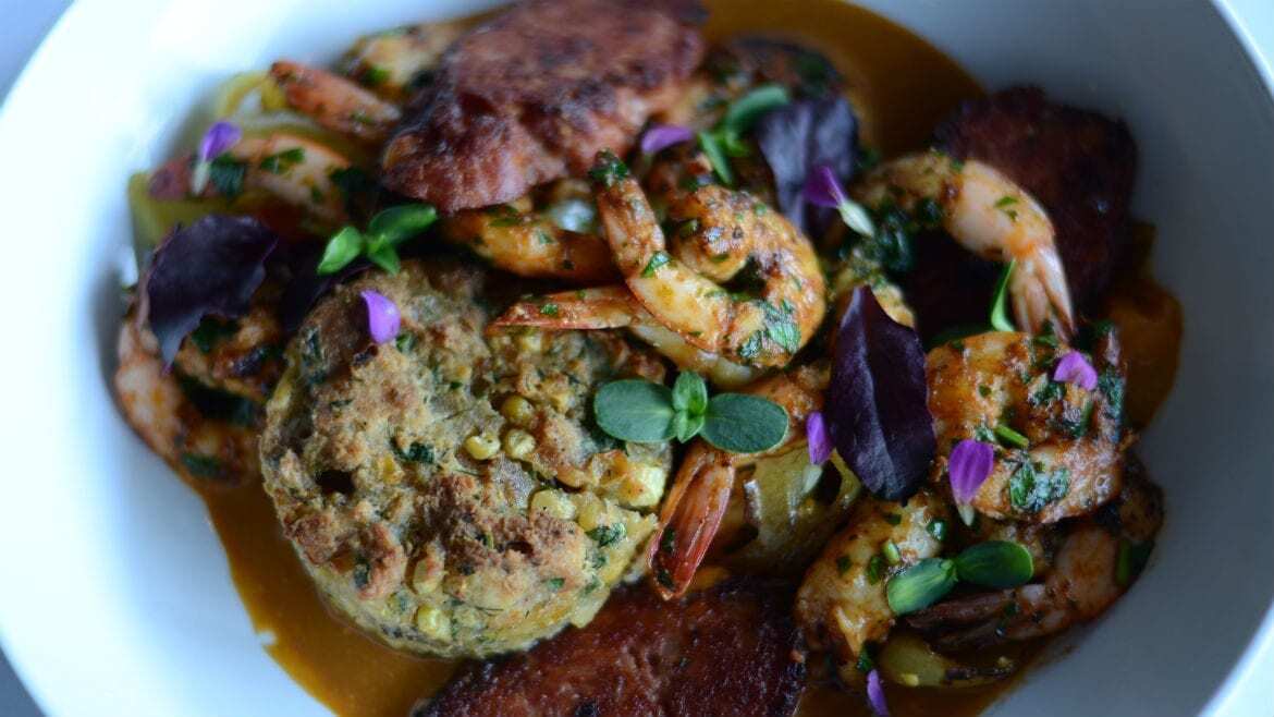 A shrimp dish.
