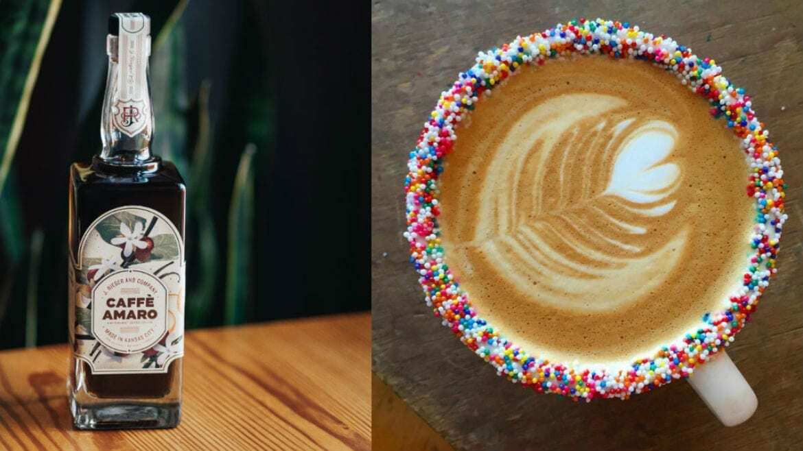 A bottle and a coffee cup