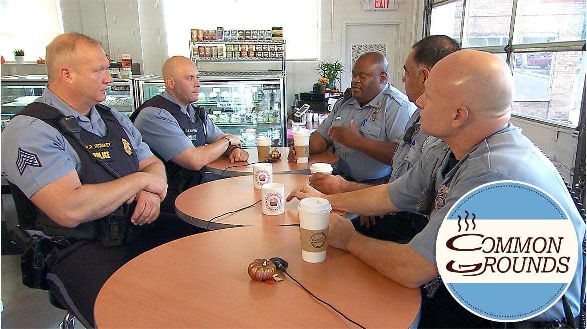 Kansas City, Kansas police officers around a table
