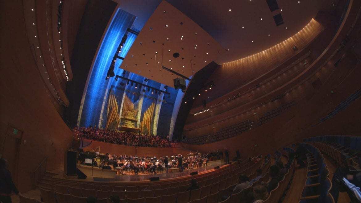 Inside a theater