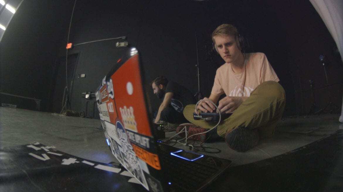 a musician with a sound machine