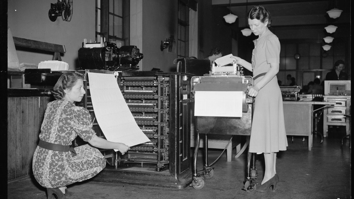 Historical photo of census workers