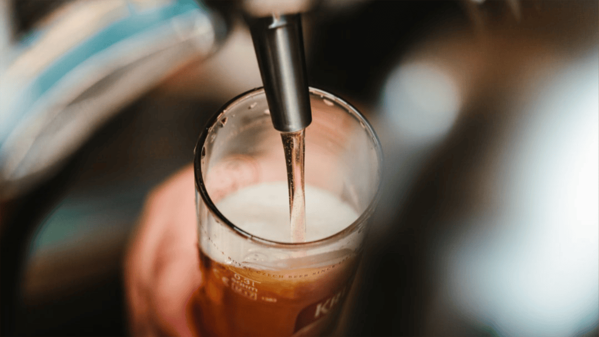 Beer pouring into a glass