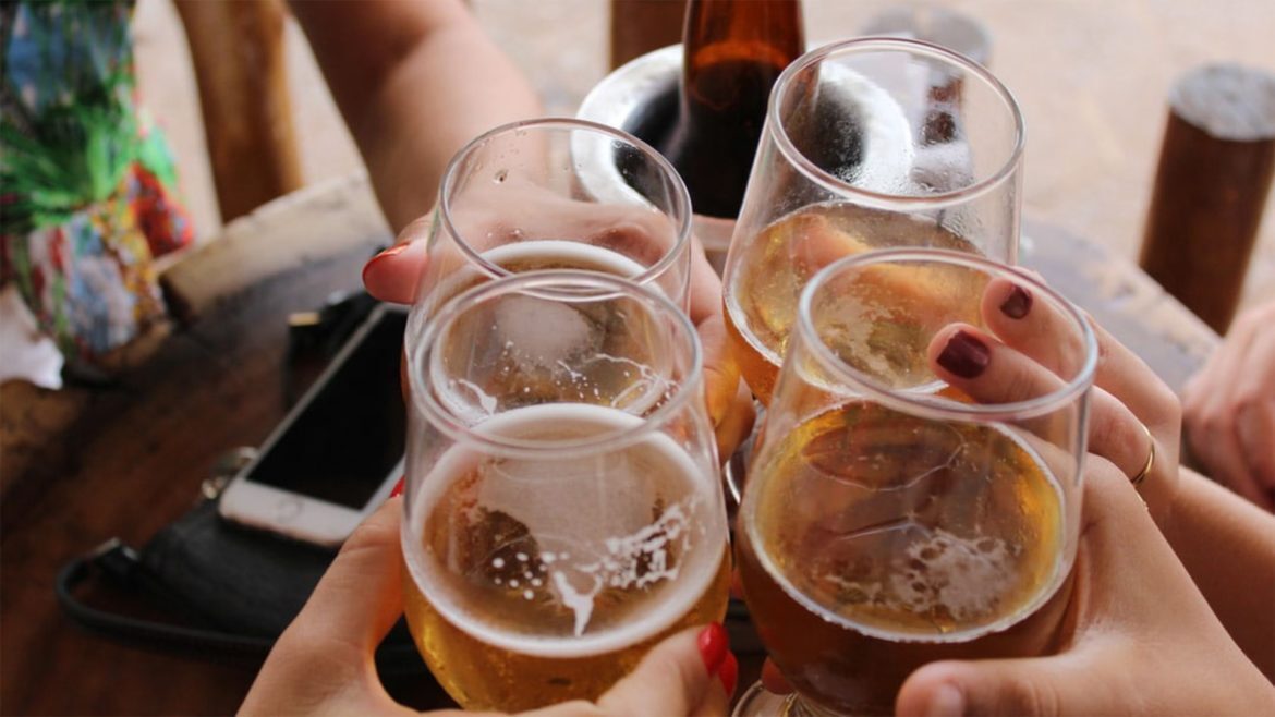 Toasting local beer