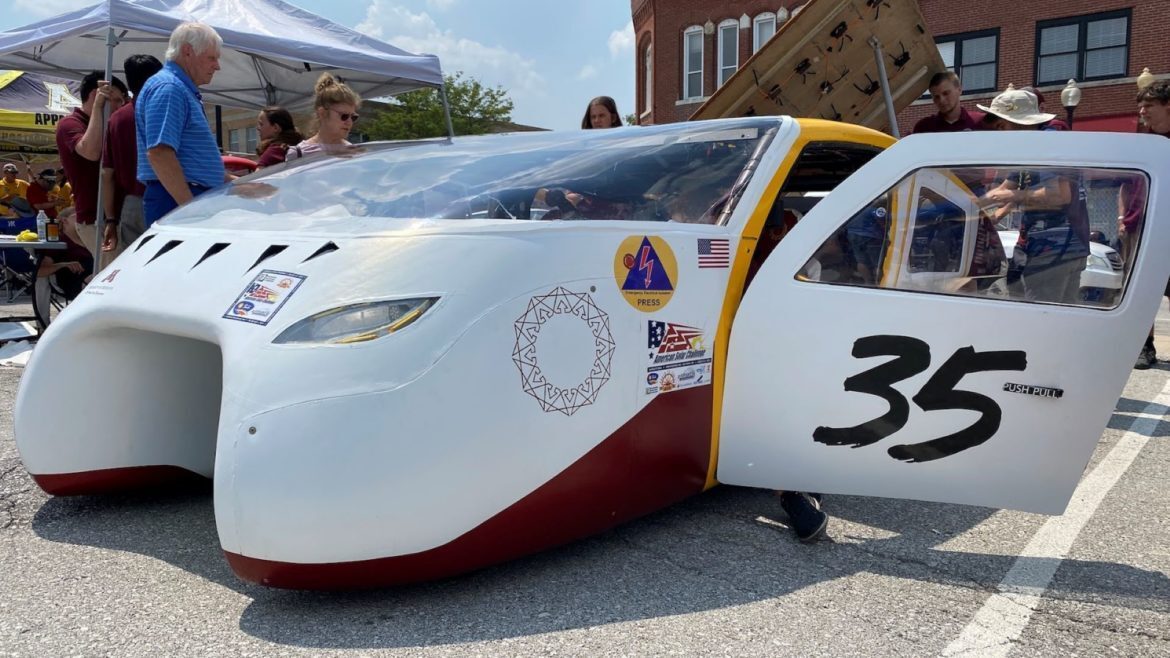 One of 13 solar-powered vehicles competing in the American Solar Challenge that begins Tuesday morning in Independence.