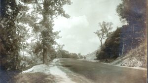 Archival image shows cliff drive.