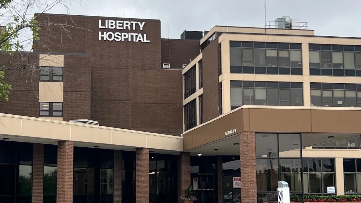 The exterior of Liberty Hospital.