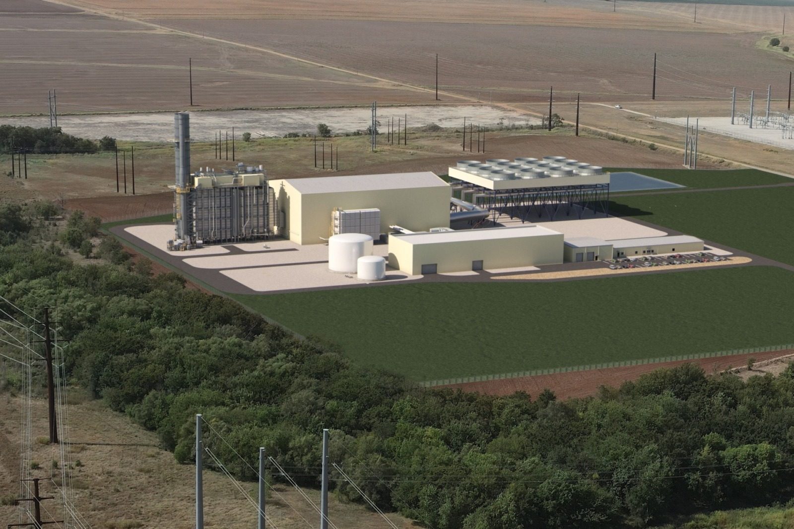 A rendering of a natural gas burning plant Evergy plans to build in Sumner County, Kansas.