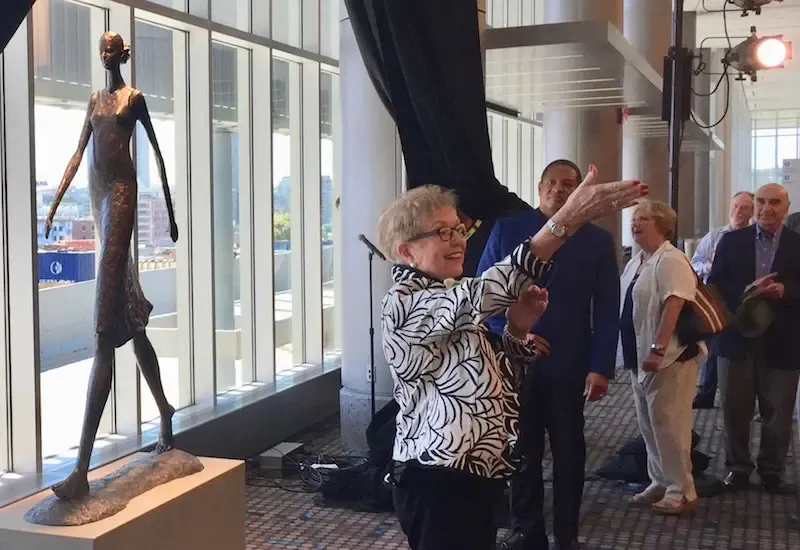Former Kansas City Mayor Kay Barnes celebrates in July 2018 when the city names the Grand Ballroom in the convention center in her honor. (File photo)