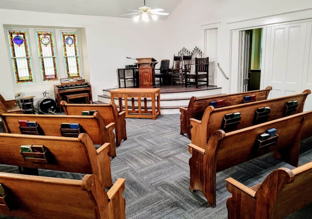 This small sanctuary of Washington Chapel (C.M.E.) Church in Parkville has been polished up and is ready for a grand reopening ceremony. (Bill Tammeus | Flatland)