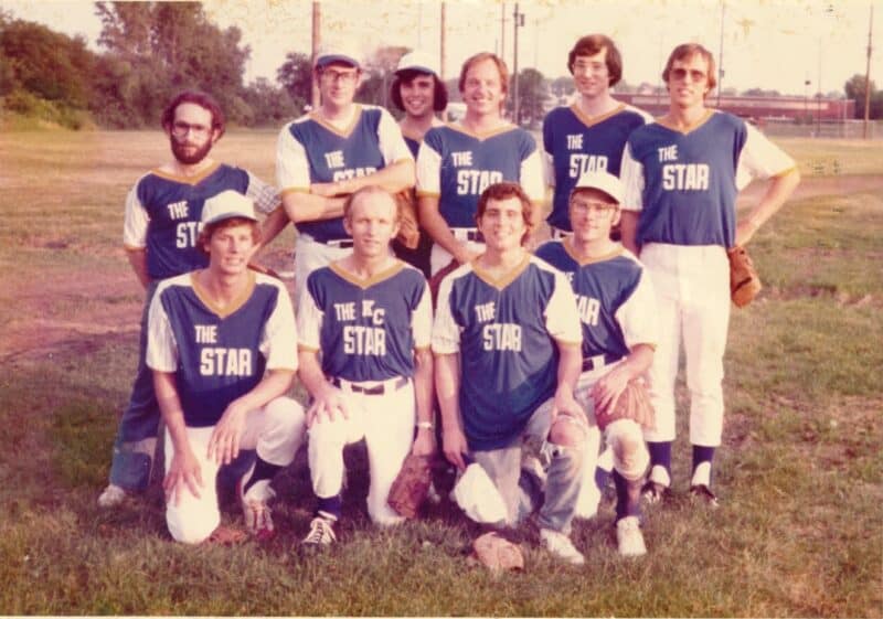In the 1970s, this group of Kansas City Star colleagues and friends played softball in a city league every Friday evening. (Contributed)