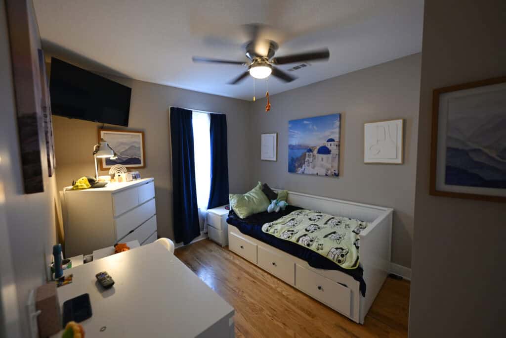 A room built for a mother and child at Erin’s House in the Historic Northeast area of Kansas City, Missouri. The home has space for eight women and children. (Todd Feeback | Flatland)