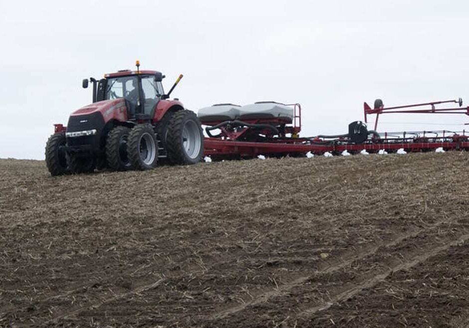 A tractor in a field