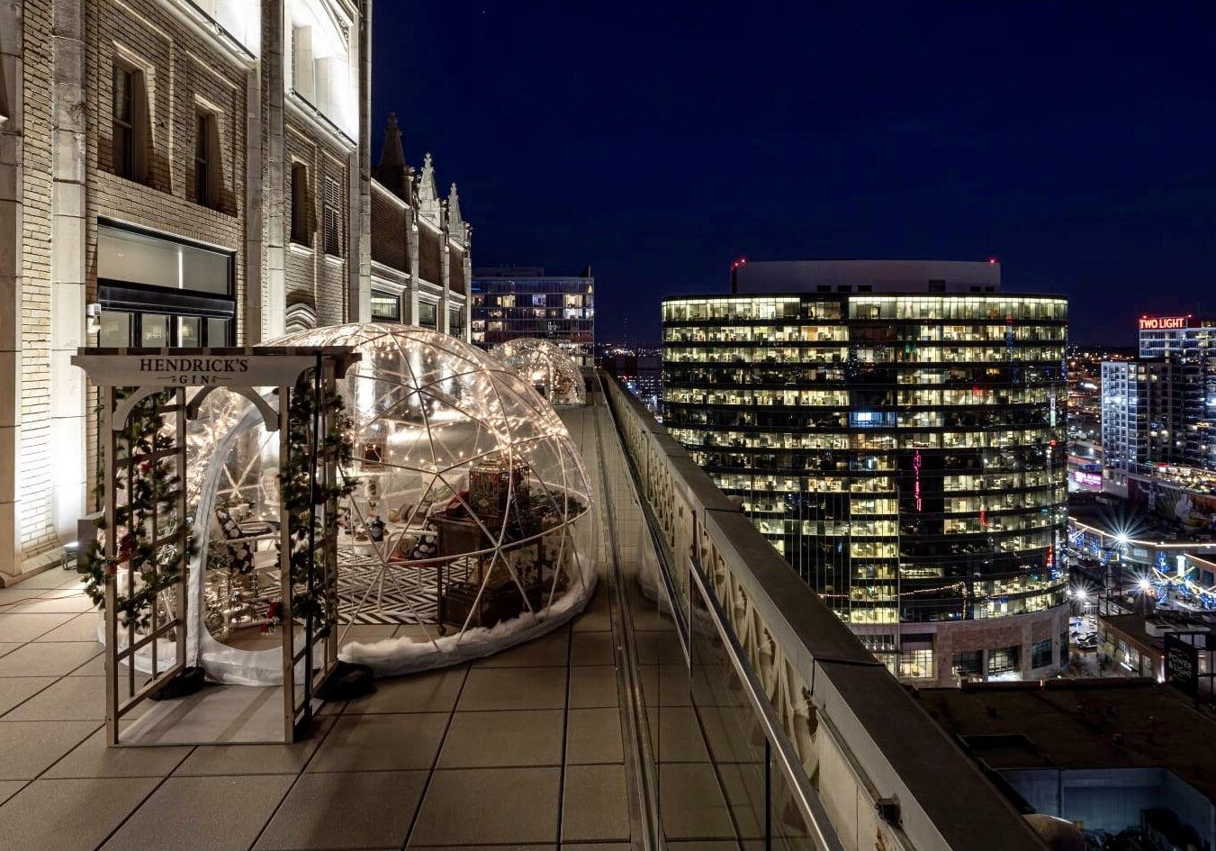 A "Snow Globe" dining experience atop Hotel Kansas City.