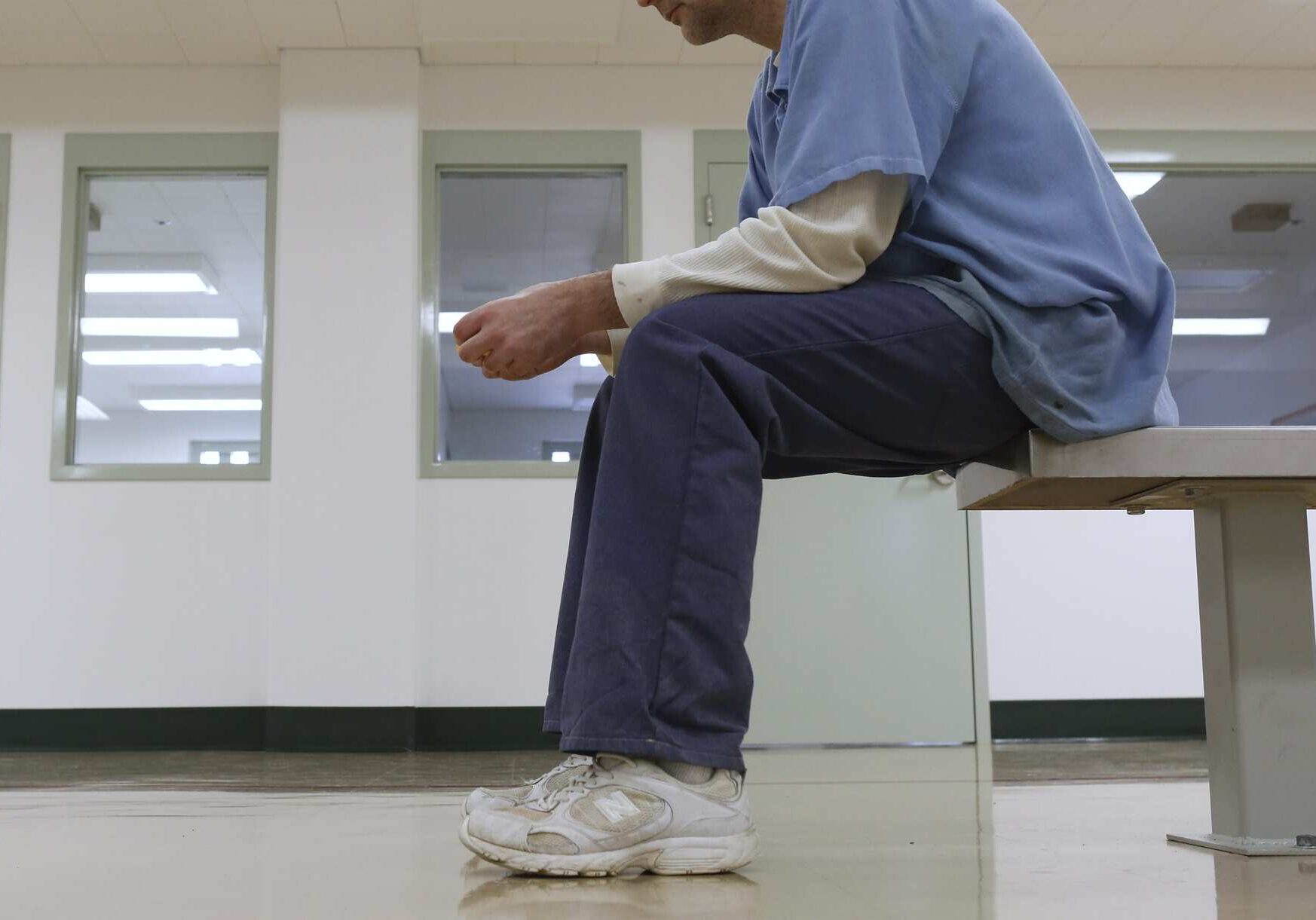 A low-risk inmate waits for treatment new mental health treatment unit at the California Medical Facility in Vacaville, Calif., Thursday, Feb. 14, 2013.  The  $24 million treatment center for mentally ill inmates opened on Thursday as state corrections officials used the occasion to push for ending federal oversight of that aspect of prison operations. The 44,000-square-foot building includes rooms where inmates will undergo individual, group and recreational outpatient therapy. It will be used to treat inmates who are seriously mentally ill but are able to function without around-the-clock care. (AP Photo/Rich Pedroncelli)