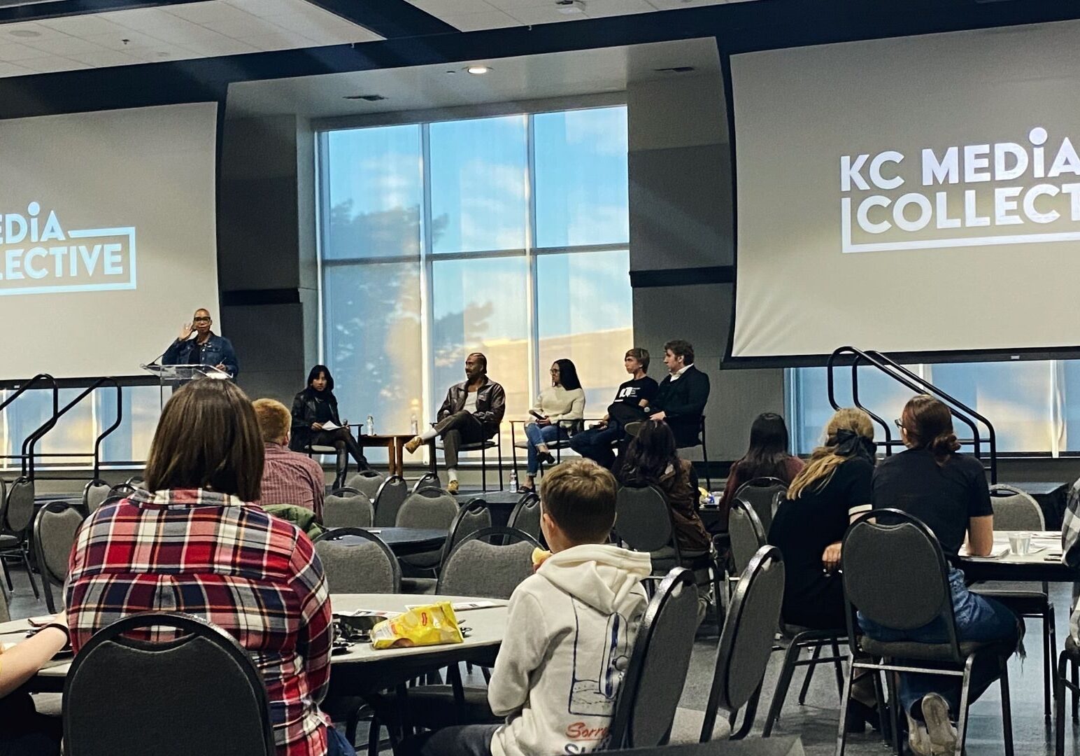 Panelists on stage at "The Politics of Generation Z" event.