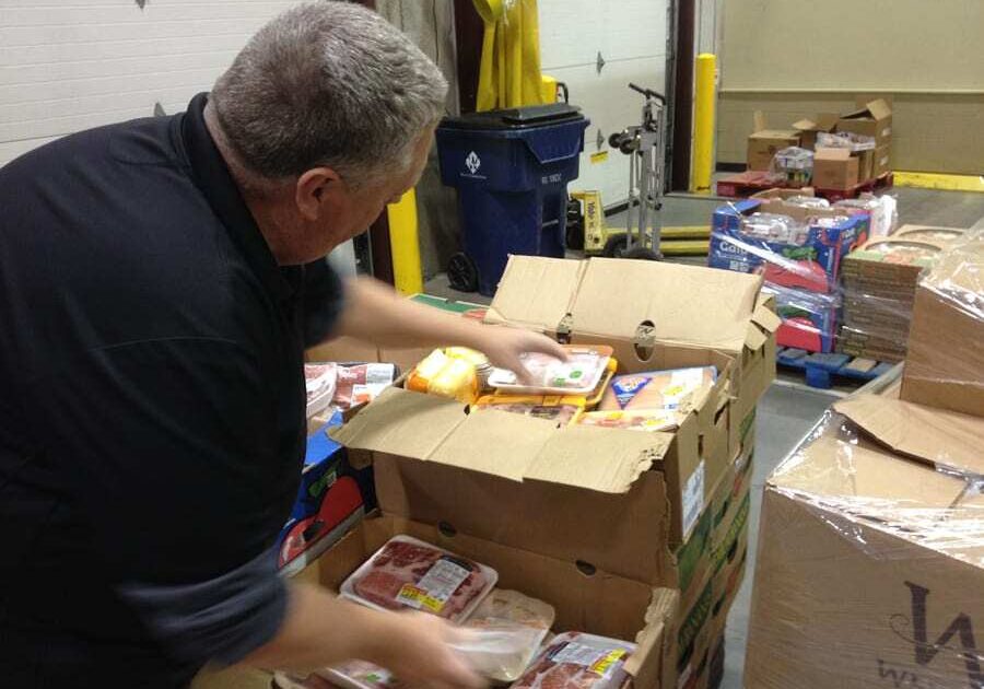 Packing at food bank