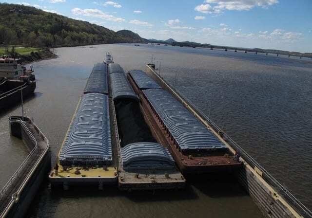 A barge on a river