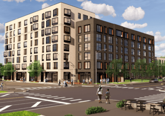 This eight-story building is proposed for the southwest corner of Armour and Troost.