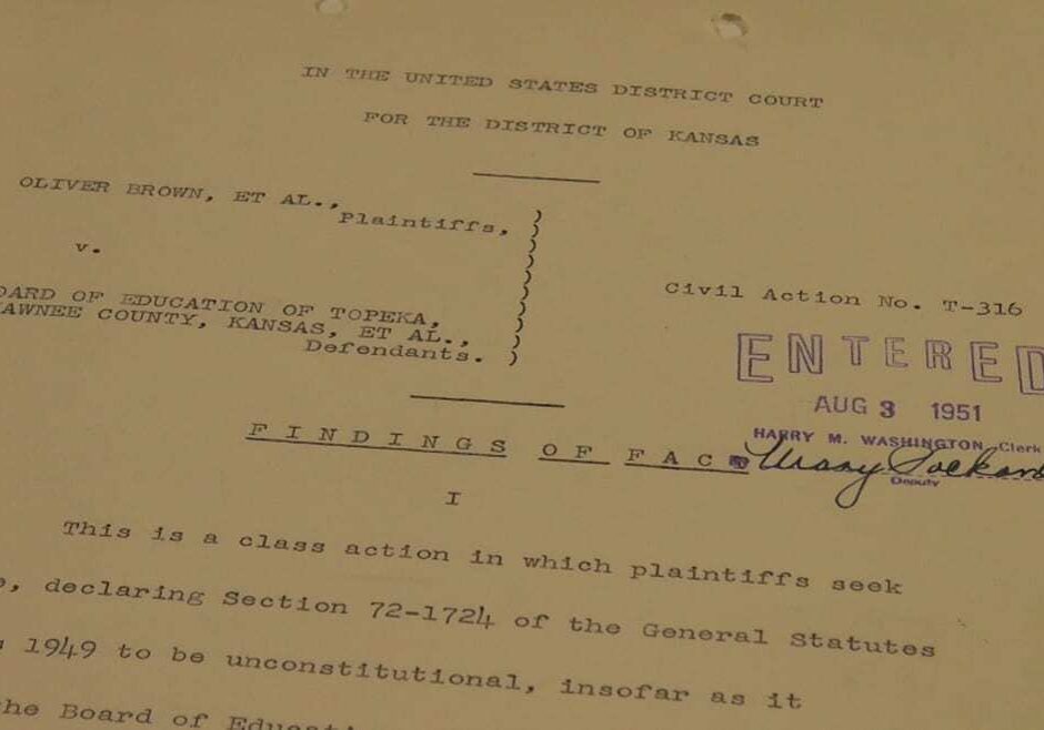Image of the document of original ruling in the Brown v. Board case.